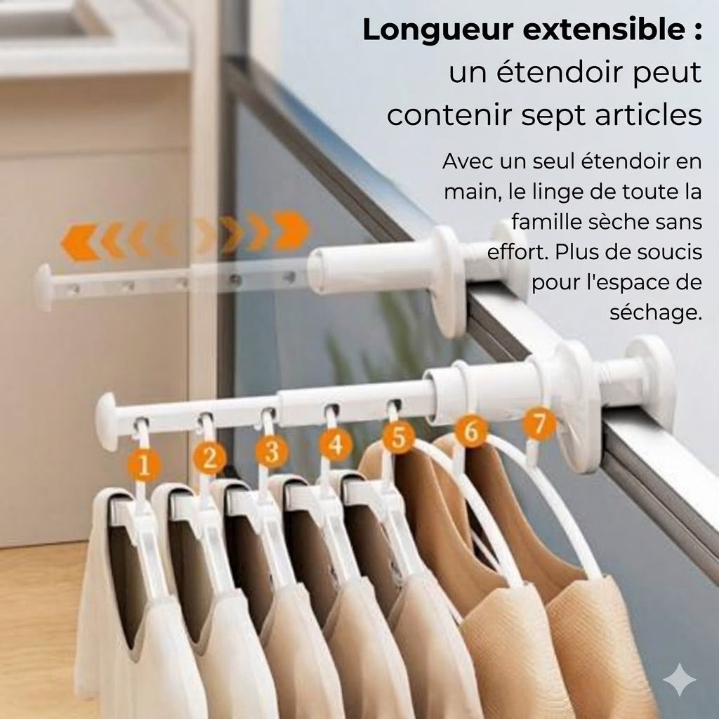 Étendoir à linge télescopique extensible
