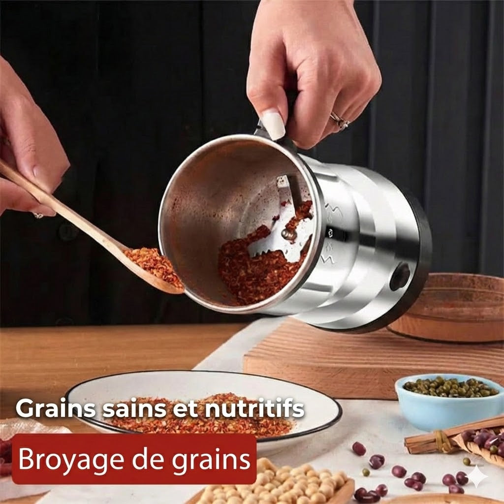 Moulin à café et à épices électrique – Broyeur en acier inoxydable pour café, noix et graines (Compact)