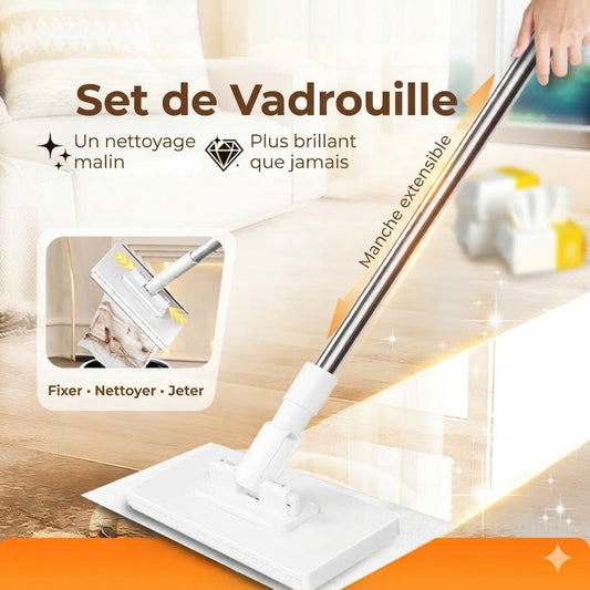 Kit balai serpillère à pince avec mécanisme d'essorage