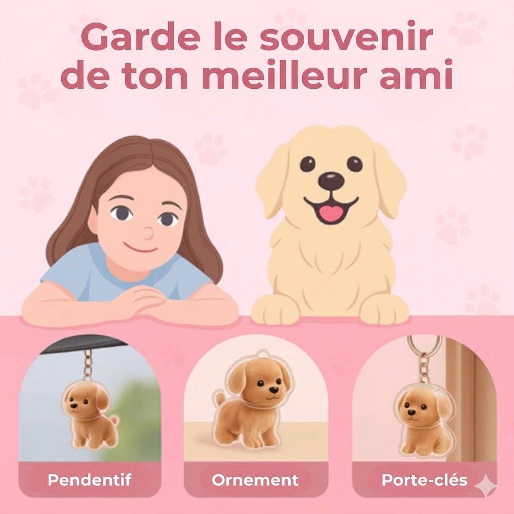 Porte-clés personnalisé avec poils d'animaux Snuzzle - Bijou souvenir unique pour chien et chat