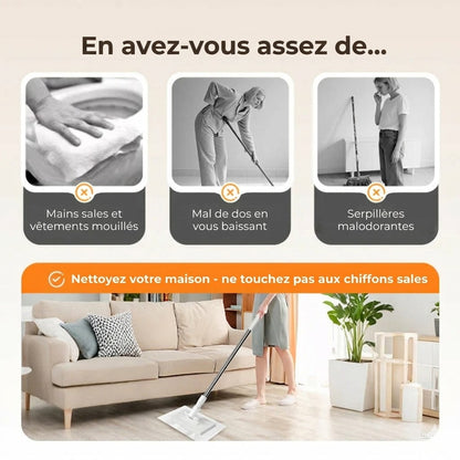 Kit balai serpillère à pince avec mécanisme d'essorage