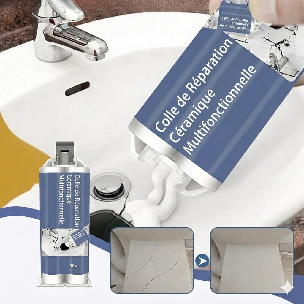 Colle Porcelaine & Céramique Transparente – Colle de réparation résistante à l'eau pour vaisselle et vases