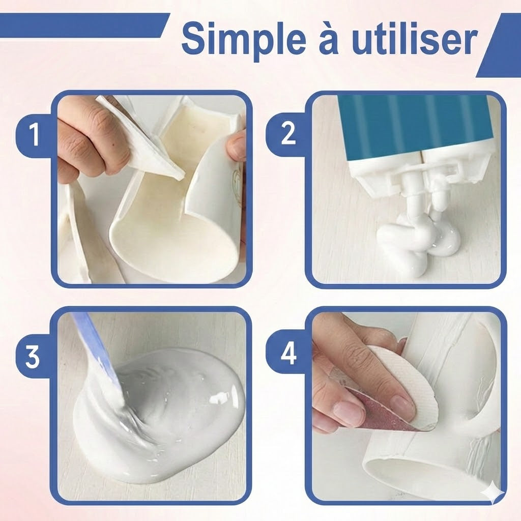 Colle Porcelaine & Céramique Transparente – Colle de réparation résistante à l'eau pour vaisselle et vases