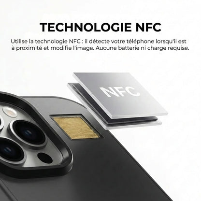 Coque NFC E-Ink Pixly pour iPhone - Étui Intelligent avec Écran Personnalisable (Photos DIY)
