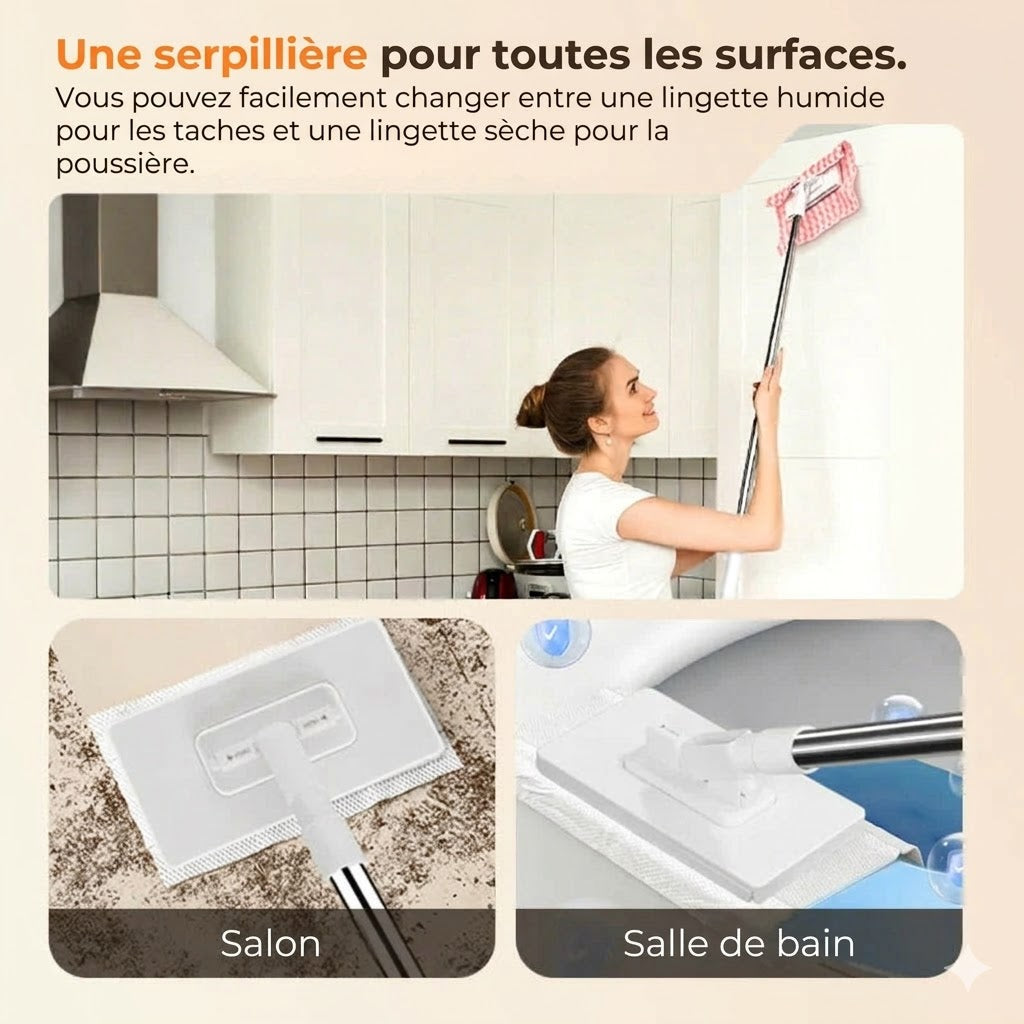 Kit balai serpillère à pince avec mécanisme d'essorage