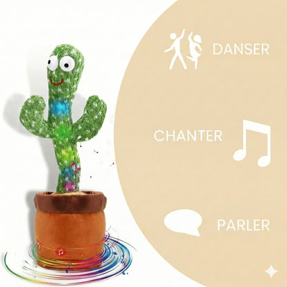 Cactus Dansant et Parlant – Jouet Interactif pour Bébé qui Répète (Avec Musique & Lumière LED)