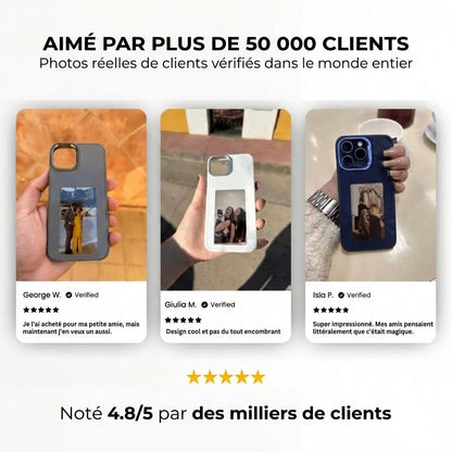 Coque NFC E-Ink Pixly pour iPhone - Étui Intelligent avec Écran Personnalisable (Photos DIY)