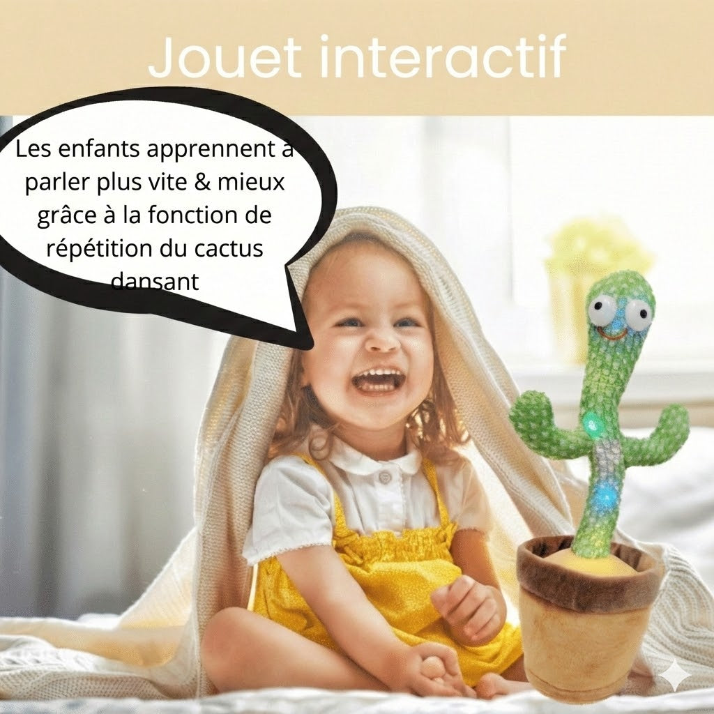 Cactus Dansant et Parlant – Jouet Interactif pour Bébé qui Répète (Avec Musique & Lumière LED)