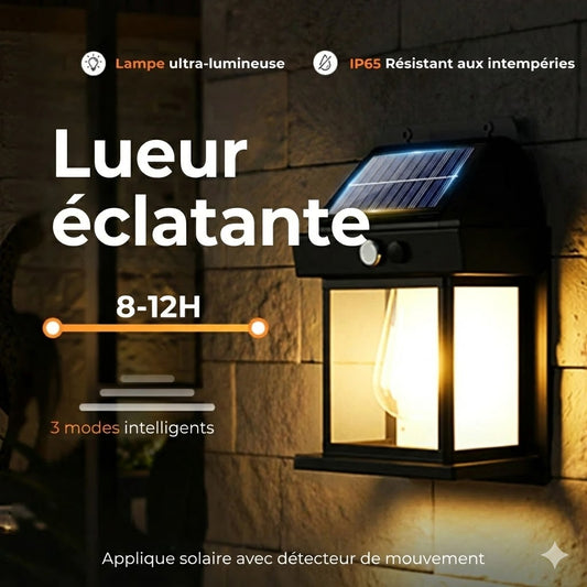 Applique Murale Solaire avec Détecteur de Mouvement – Éclairage Extérieur Solaire – Sans fil & Imperméable (IP65)
