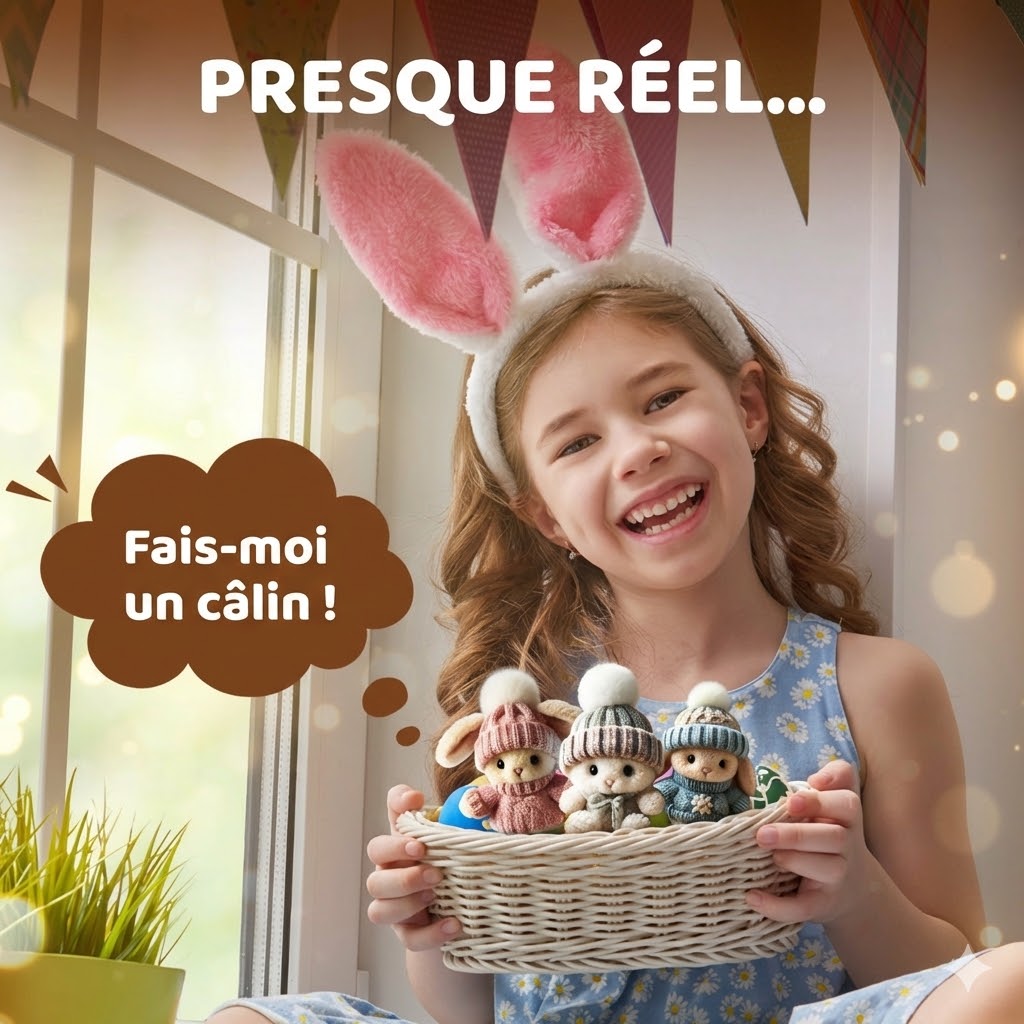 Mini peluches de lapins faites main - Joli cadeau de Pâques et décoration