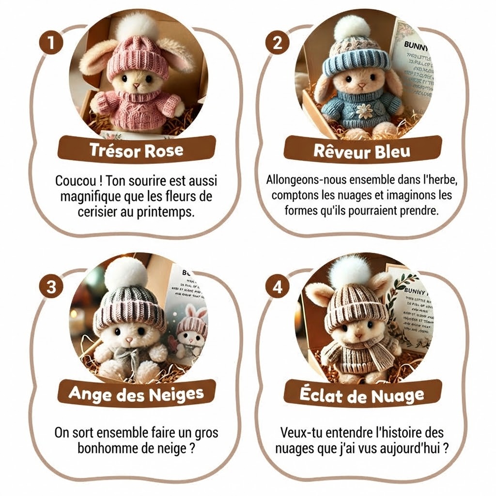 Mini peluches de lapins faites main - Joli cadeau de Pâques et décoration