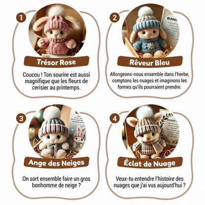 Mini peluches de lapins faites main - Joli cadeau de Pâques et décoration