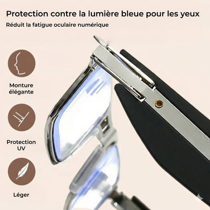 Lunettes de Lecture et d'Ordinateur Pliables - Filtre Anti-Lumière Bleue - Étui Inclus