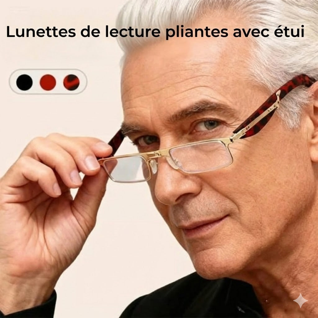 Lunettes de Lecture et d'Ordinateur Pliables - Filtre Anti-Lumière Bleue - Étui Inclus