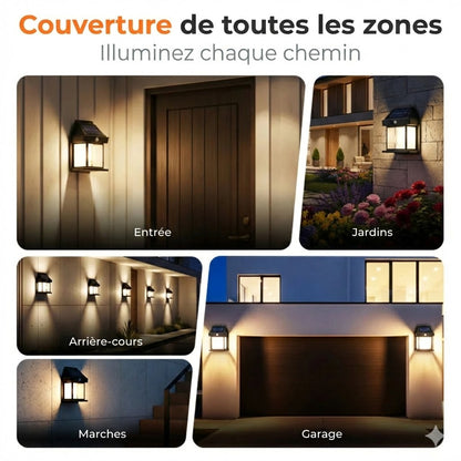 Applique Murale Solaire avec Détecteur de Mouvement – Éclairage Extérieur Solaire – Sans fil & Imperméable (IP65)