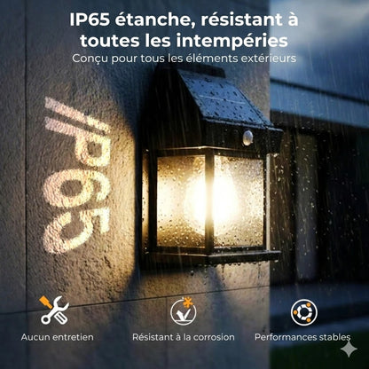 Applique Murale Solaire avec Détecteur de Mouvement – Éclairage Extérieur Solaire – Sans fil & Imperméable (IP65)