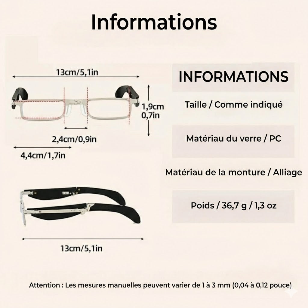 Lunettes de Lecture et d'Ordinateur Pliables - Filtre Anti-Lumière Bleue - Étui Inclus