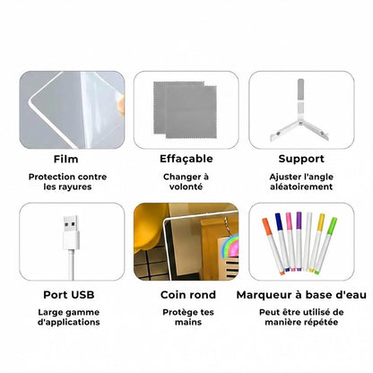 DoodleGlow™ Ardoise Magique LED - Tablette de Dessin Lumineuse pour Enfants (Incl. feutres et pochoirs)