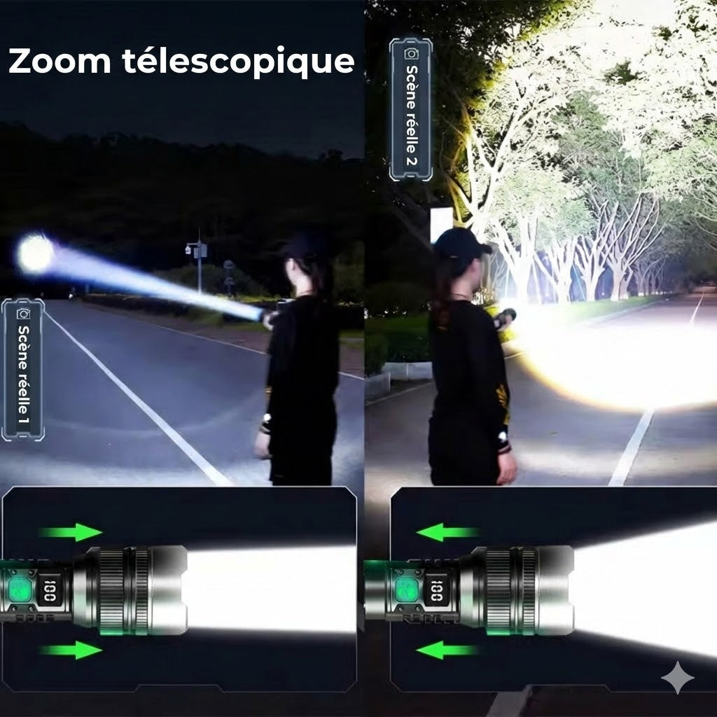 Lampe Torche Tactique avec Fonction Powerbank