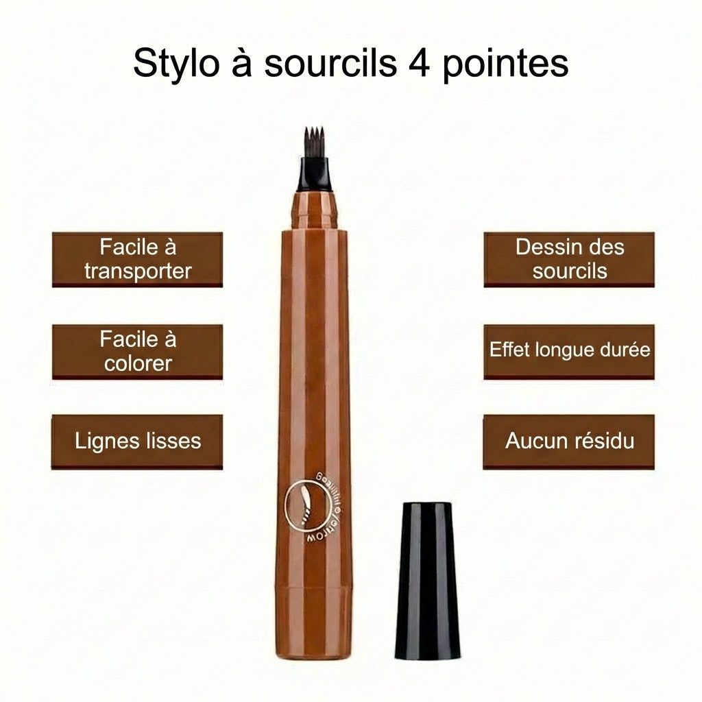 Stylo Sourcils Microblading – Crayon à sourcils imperméable avec pointe micro-fourchette (Effet naturel)