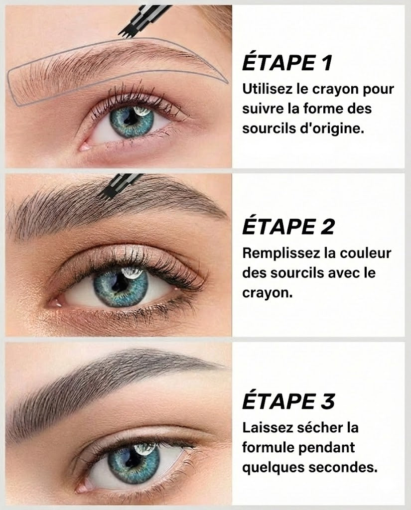 Stylo Sourcils Microblading – Crayon à sourcils imperméable avec pointe micro-fourchette (Effet naturel)