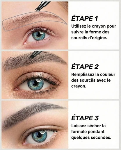 Stylo Sourcils Microblading – Crayon à sourcils imperméable avec pointe micro-fourchette (Effet naturel)