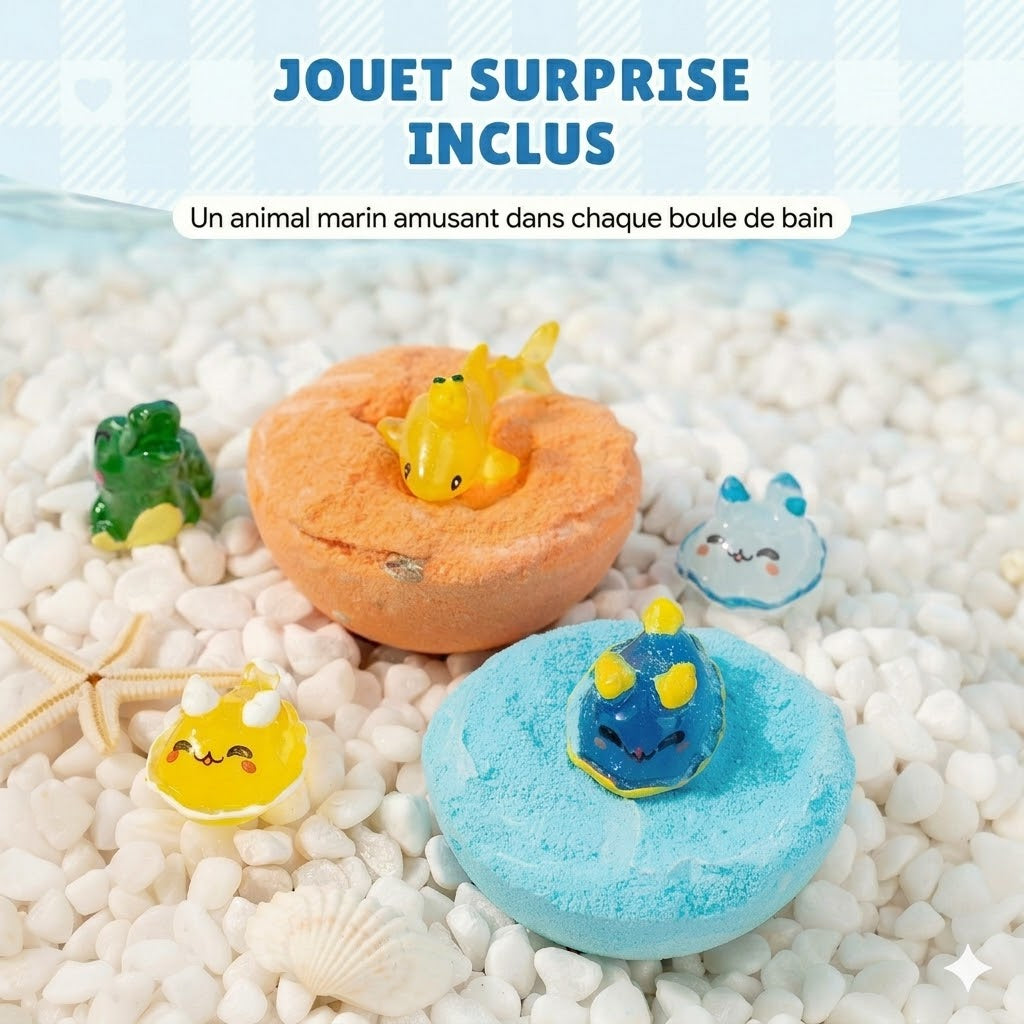 [Lot de 12] Bombes de bain magiques avec surprise - Jouets d'animaux marins à l'intérieur
