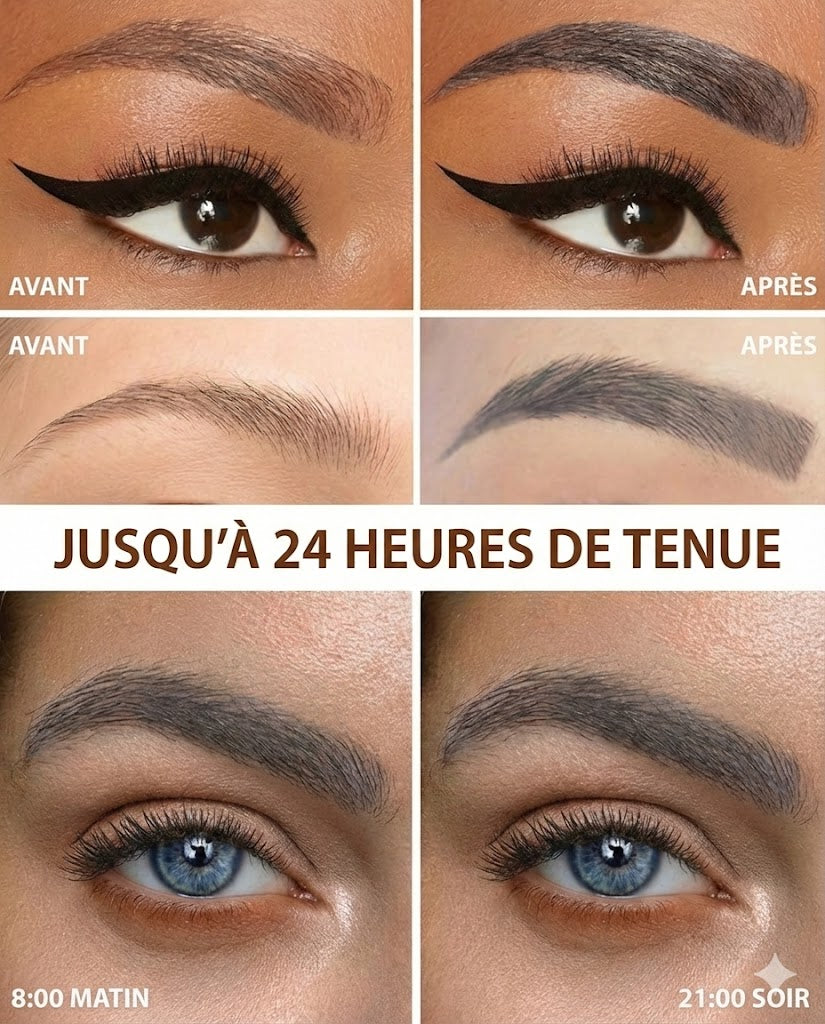 Stylo Sourcils Microblading – Crayon à sourcils imperméable avec pointe micro-fourchette (Effet naturel)