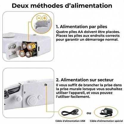 Mini Machine à Coudre Portative – Sans fil & Portable – Pour réparations rapides – Accessoires inclus – Blanc