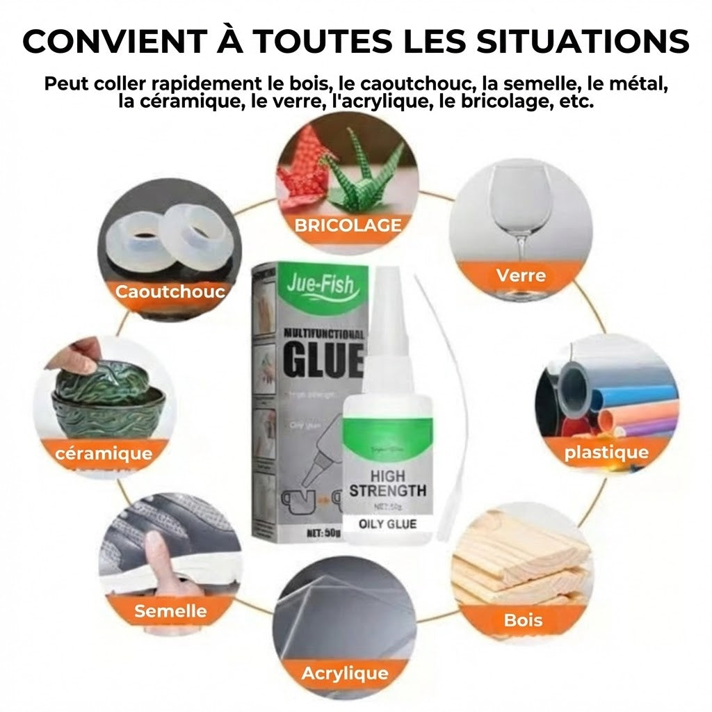 Super Glue Extra Forte – Colle instantanée universelle pour plastique, bois et céramique (Transparent)