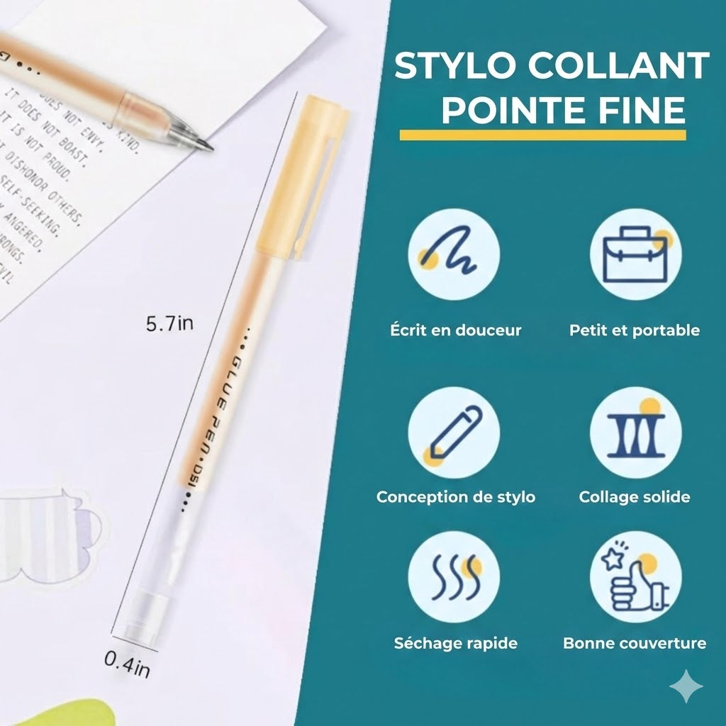 Lot de 6 Stylos-colle à Pointe Fine - Colle de Précision pour Scrapbooking et Carterie