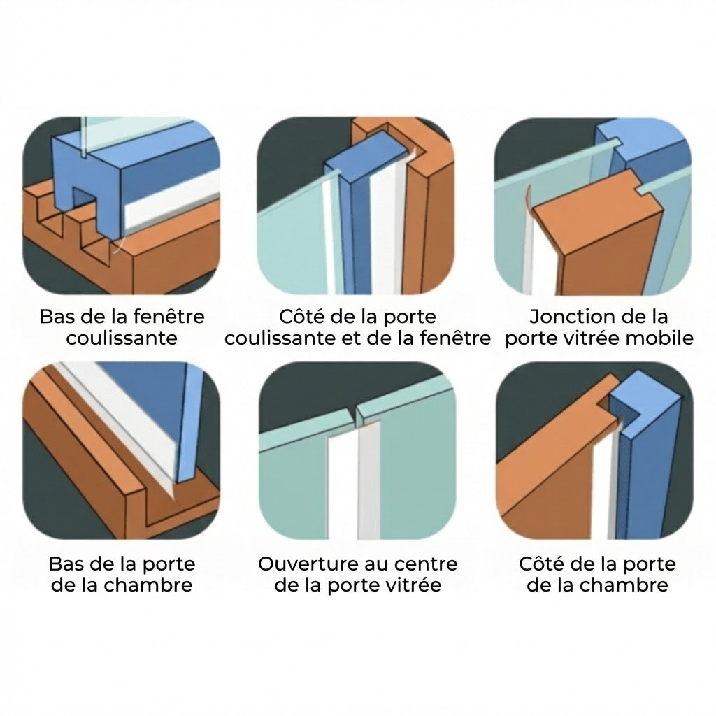 Joint d'Étanchéité Autocollant - Bande de Calfeutrage pour Portes et Fenêtres (5 Mètres)