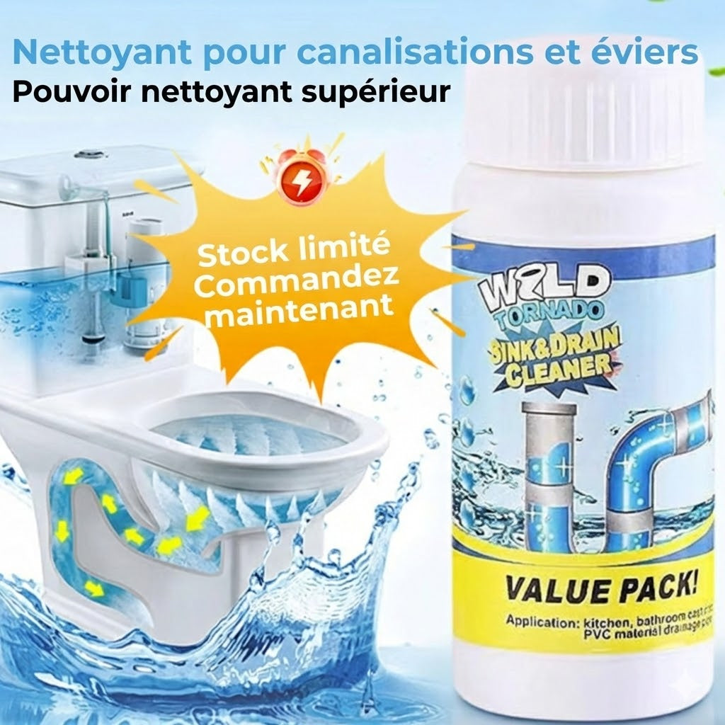 Déboucheur de Canalisation Puissant - Poudre Effervescente pour Évier et Salle de Bain(Contre les Bouchons)