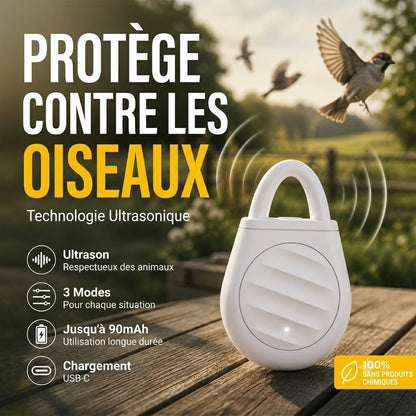 🐦 Plus d'oiseaux, de nuisibles et de sauterelles ! Répulsif anti-oiseaux à ultrasons portable en porte-clés