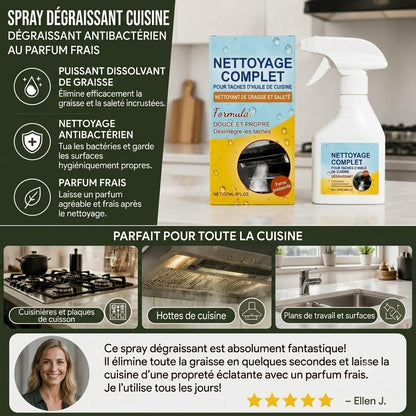 Spray dégraissant pour cuisine – Dégraissant antibactérien au parfum frais