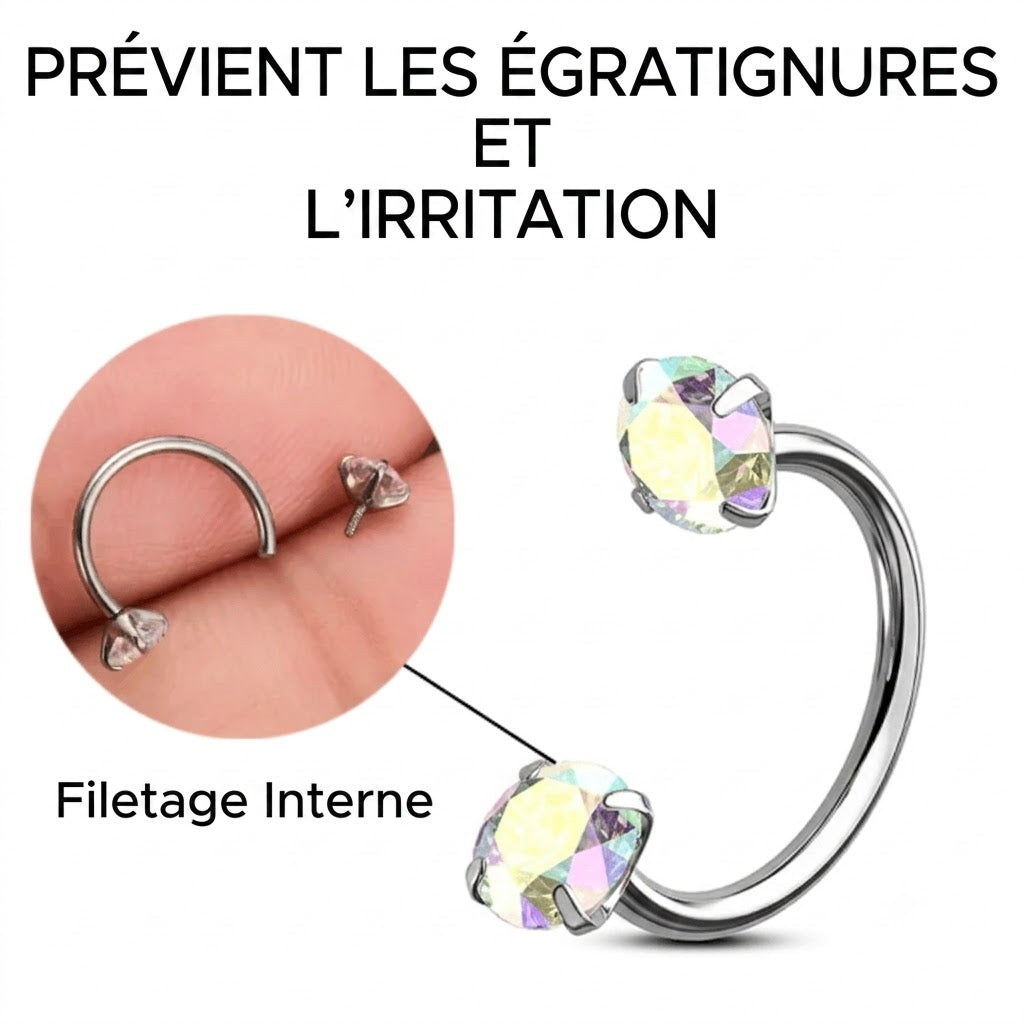 Piercing de nez fer à cheval – Pas de vis interne, Confortable à porter