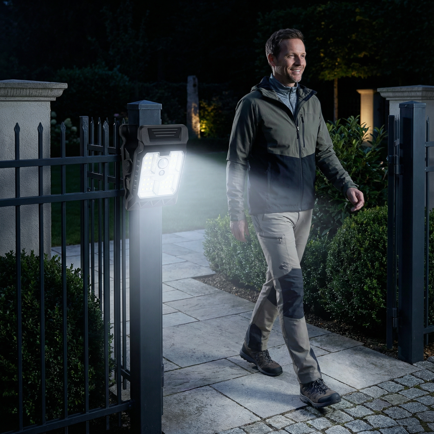 Lampe solaire à pince pratique avec détecteur de mouvement